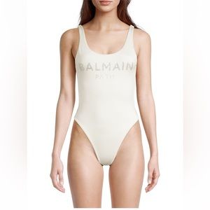 BALMAIN***Embellished Logo One-Piece***F36;US Small $540**CURENT!!